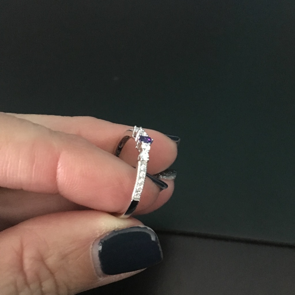 Sterling Silver Amethyst CZ Ring - Picture 3 of 8